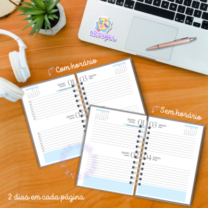 Agenda 2026 – 2 dias por página (Com ou sem horário)