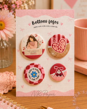 Kit Bottons Fofos Cristãos | 4 unidades
